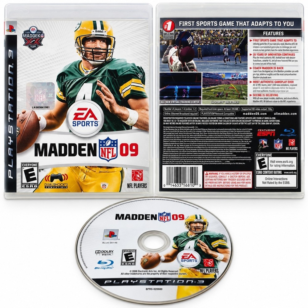 Madden NFL 09 PlayStation 3 PS3 Brett Favre EA Sports Complete CIB Tested Game